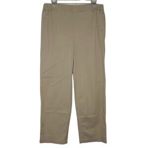 Cos Womens Khaki Straight Leg Canvas Style Quiet Luxury Comfy Pull On Pants Sz 8